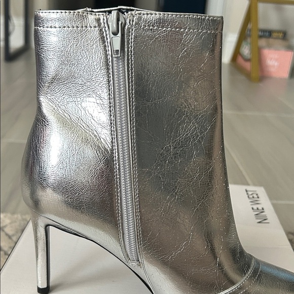 Nine West Metallic Silver Ankle Booties - Picture 9 of 14
